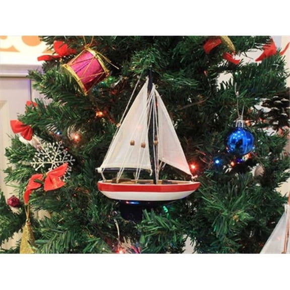 Handcrafted Model Ships Sailboat9-100-XMAS USA Sailboat Christmas Tree Ornament 9 in. - Nautical Christmas Decoration