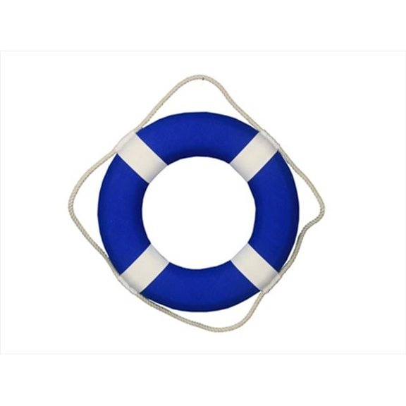 Handcrafted Model Ships N-LF-SolidBlue-15 Vibrant Blue Decorative Lifering With White Bands 15 in.