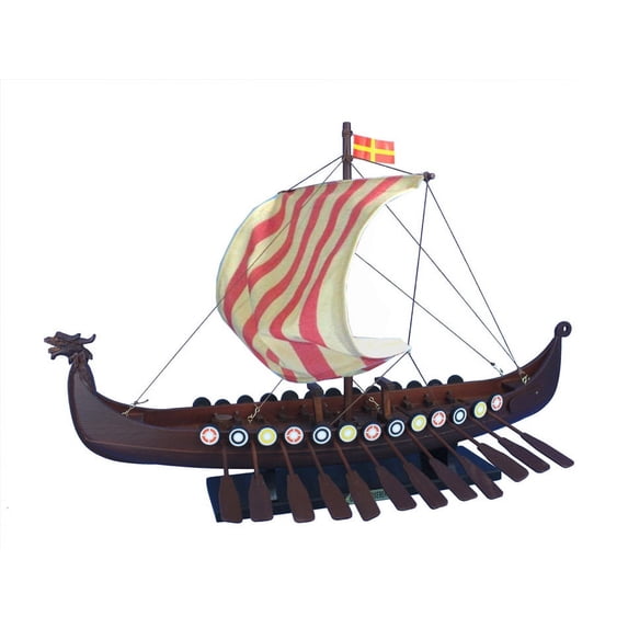 Handcrafted Model Ships Viking 24 Viking Drakkar 24 in. Decorative Sail Boat