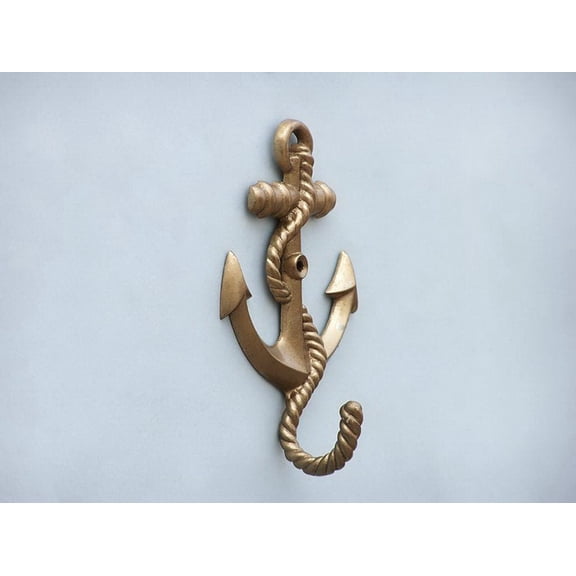 Handcrafted Model Ships WH-0111-AN Antique Brass Anchor With Rope Hook 5&Quot;