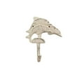 thumbnail image 1 of Handcrafted Model Ships  Whitewashed Cast Iron Dolphins Wall Hook - 6 in., 1 of 2