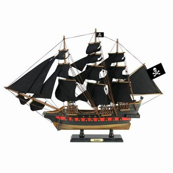 Handcrafted Model Ships Fearless-26-Black-Sails Wooden Fearless Sails Limited Model Pirate Ship, Black - 26 in.