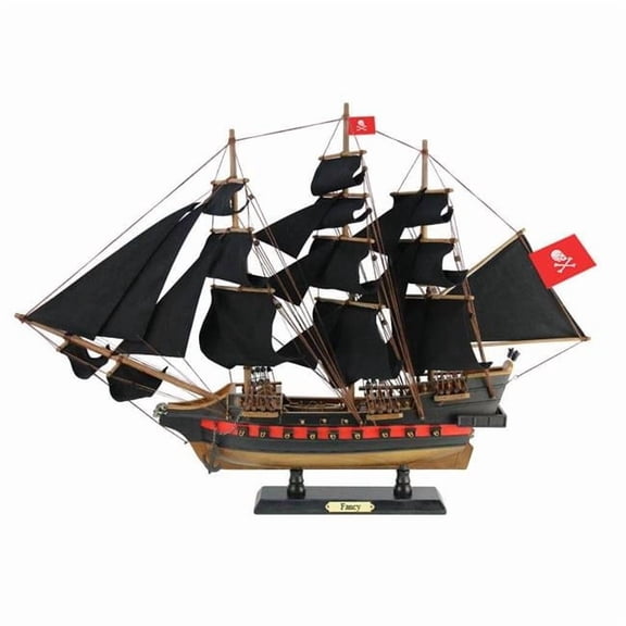 Handcrafted Model Ships Fancy-26-Black-Sails Wooden Henry Averys Fancy Sails Limited Model Pirate Ship, Black - 26 in.