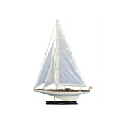 Handcrafted Model Ships INT-R-35 Wooden Intrepid Model Sailboat Decoration - 35 in.