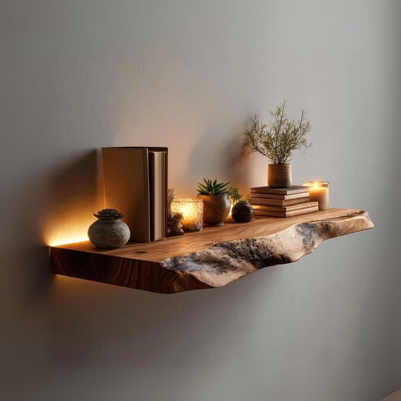 Handcrafted Monkey Pod Floating Shelf Live Edge Rustic Decor 4380891893
