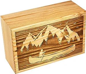 HIND HANDICRAFTS Wooden Cremation Urn For Ashes - Large 250 Cu In Pine Box With Hot Rod Car Engraving