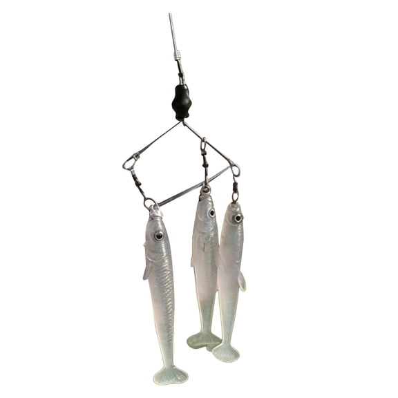 Handcrafted Multi Arm Baitfish School Rig, Mini Alabama Style Fishing Lure, Compact Umbrella Rig for Bass Fishing, Balanced Wire Swimbait Rig