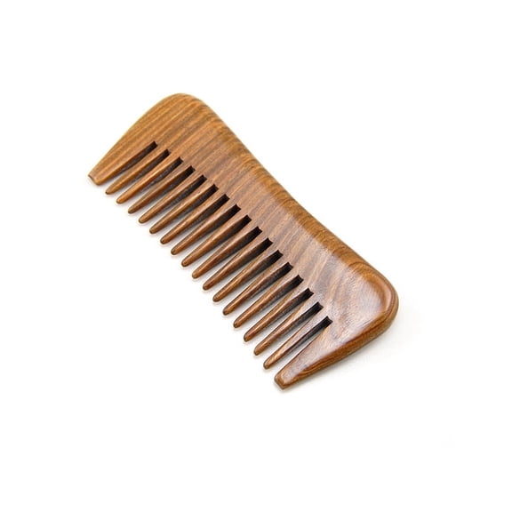 Green Sandalwood Wide Tooth Comb, Wooden Pocket Comb for Detangling, Styling and Travel Hair Care, TIKA