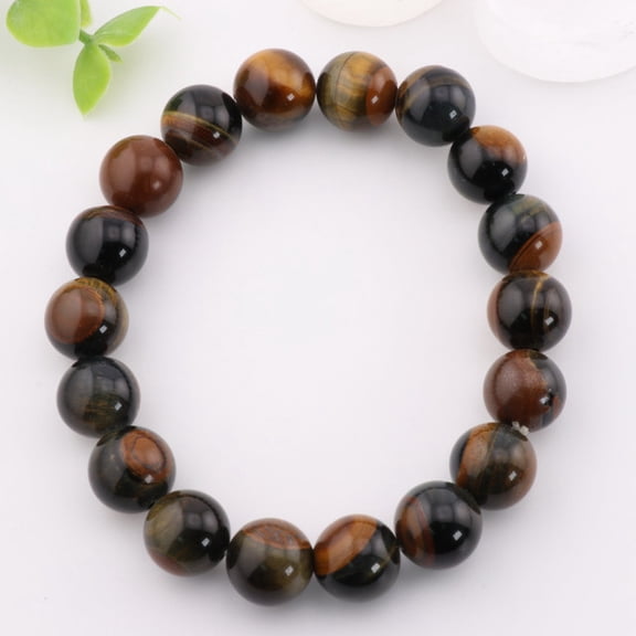 Handcrafted Natural Tiger Eye Bracelet - 12mm, Metal-Free - Serenity Stone | Stone Beads Bracelet | Focus on Heart Chakra | Stunning Gem Patterns Tones | Embrace the warmth of natural citrin