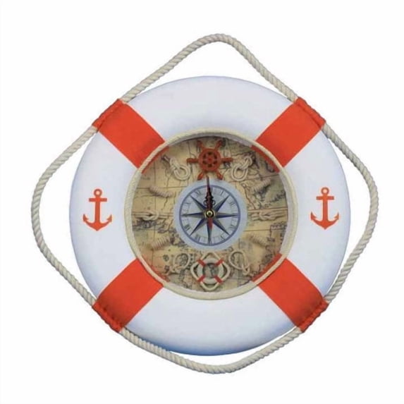 Handcrafted Nautical Decor Anchor Lifering Clock Wall D cor