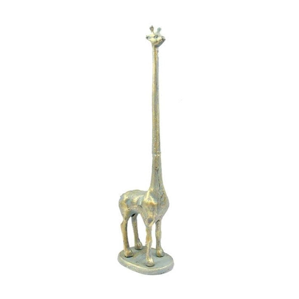 Handcrafted Nautical Decor Antique Seaworn Bronze Cast Iron Giraffe Paper Towel Holder 19" - Metal Art - G