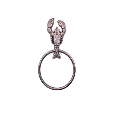 Hampton Nautical Rustic Copper Cast Iron Lobster Towel Holder 9" - Sea Decor - Beach Decor