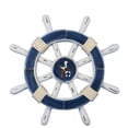 thumbnail image 1 of Rustic Dark Blue And White Decorative Ship Wheel With Seagull 12"- Beach Decorating Ideas- Wooden Home Signs, 1 of 2