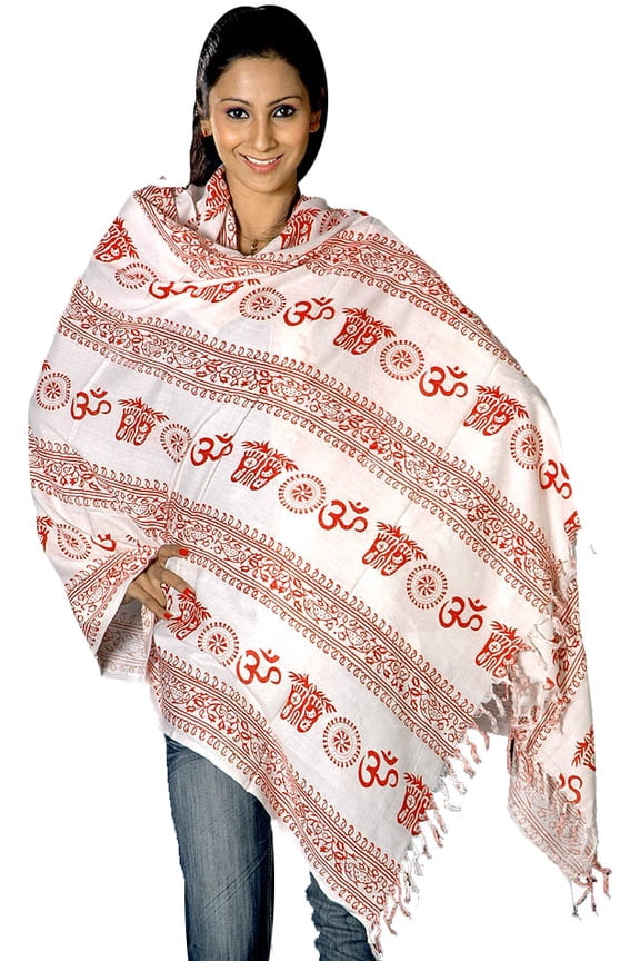 Handcrafted OM Mantra Cotton Prayer Shawl