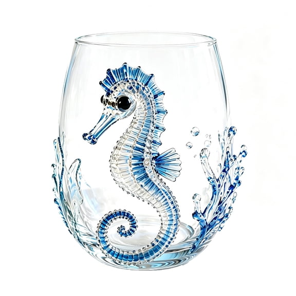 Handcrafted Ocean Animal Drinking Glass, 3D Marine Glassware Stemless Wine Glass, Coastal Bar Glass Cup, Borosilicate Decorative Cocktail Whiskey Water Glass, Sea Life Collection Gift