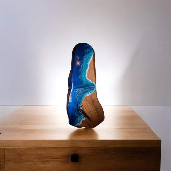 Handcrafted Ocean Wave Olive Wood Charcuterie Board - Serving Platter