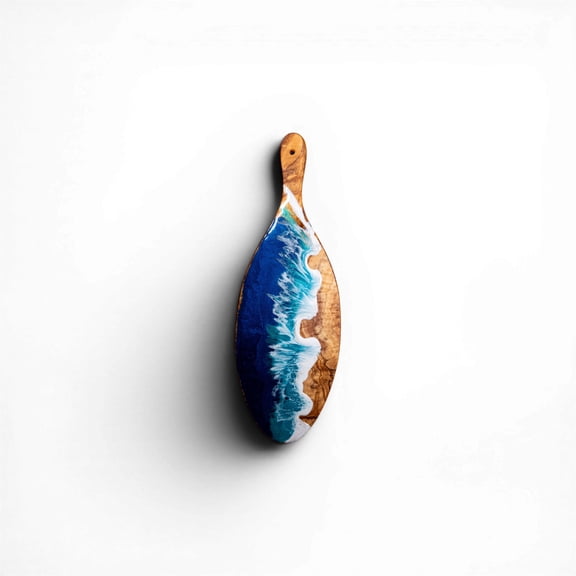 Handcrafted Ocean Wave Olive Wood Charcuterie Board - Serving Platter