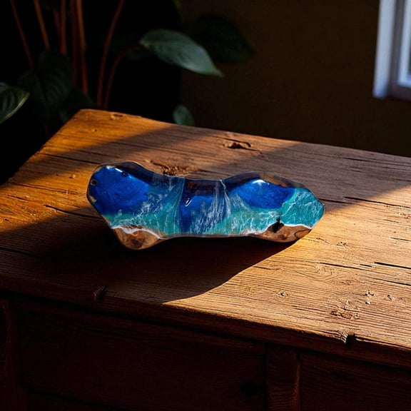 Handcrafted Ocean Wave Olive Wood Charcuterie Board - Serving Platter