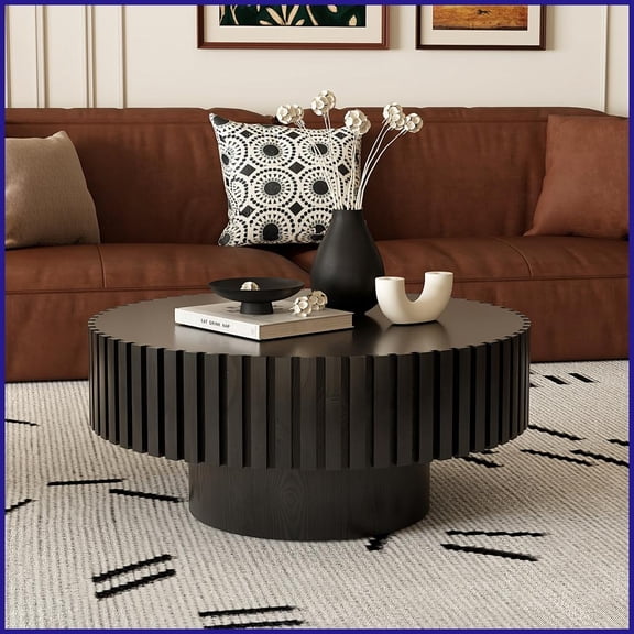 Handcrafted Olive-Shaped Living Room Coffee Table with Sturdy MDF Pedestal, Easy Assembly & Multi-Style Fit