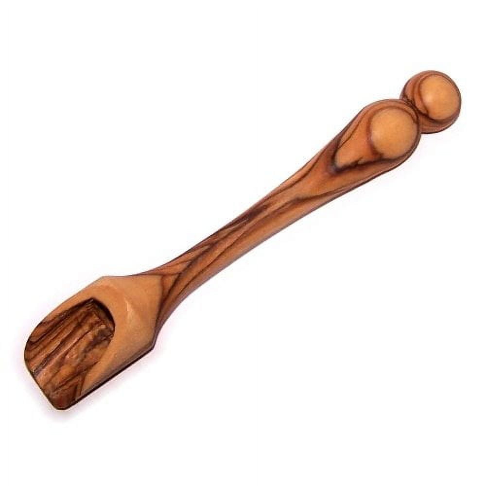 Handcrafted Small Olive Wood Salt Scoop, 4.8 Inches Long