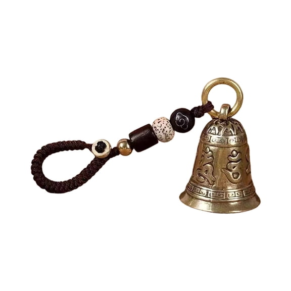 Handcrafted Om Symbol Bell Zen Accessory Natural Wood Rope Cultural Artifact