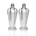 thumbnail image 1 of Mouth Blown Crystal Silver Pair of Salt & Pepper Shakers, 1 of 5