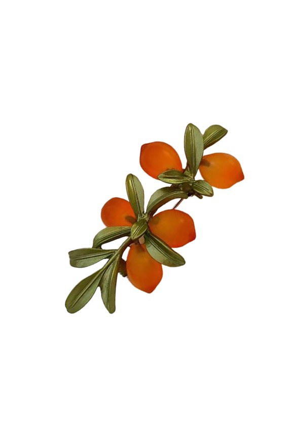 Handcrafted Orange Glass Art Brooch Elegant Lapel Pin Accent For Formal Event