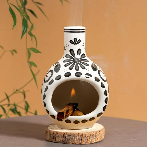 Handcrafted Palo Santo Holder Ceramic Incense Burner - Compact Size for Meditation Space - Burn Palo Santo Sticks and Cones Safely - Sage Aromatherapy Decor