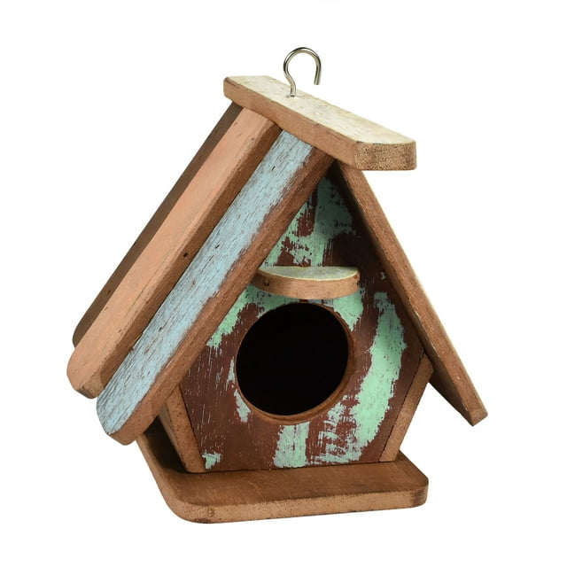 Handcrafted Pastel Bird House Wood Hanging Decor