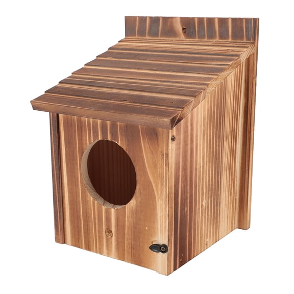 Handcrafted Paulownia Wood Wild Blue Bird House Nesting Box with Perch for Outdoor Garden Balcony - Weatherproof Wooden Bird Box House Hub, 5.91x5.91x8.07 inches
