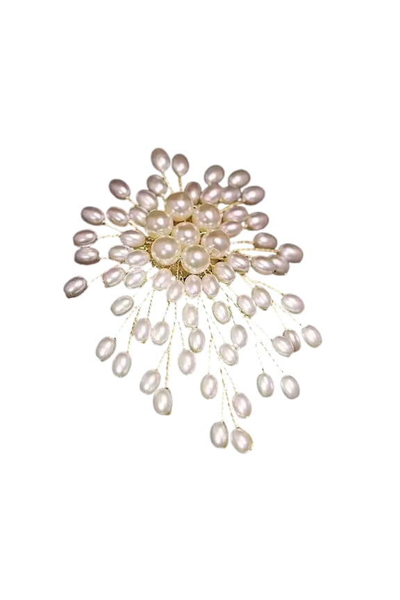 Handcrafted Pearls Brooch for Elegant Women Wedding Jewelry Suit Accessories Faux Pearls Lapel Pin for Evening Party