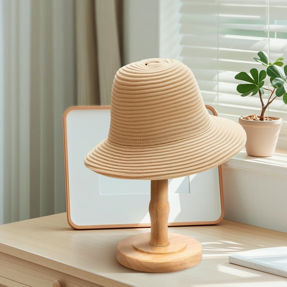 Handcrafted Pine Wood Hat Holder Versatile Smooth Cap Display Stand Easy to Move Wood Hat Wig Holder for Room Display Use