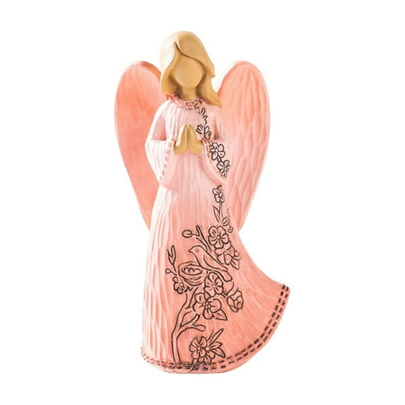 Handcrafted Pink Angel Figurine with Intricate Floral Design Perfect Gift for Home Decor and Spiritual Inspiration