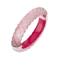 thumbnail image 1 of Handcrafted Pink Lucite Hinged Bangle with Quilted Patten Crystals, 1 of 2