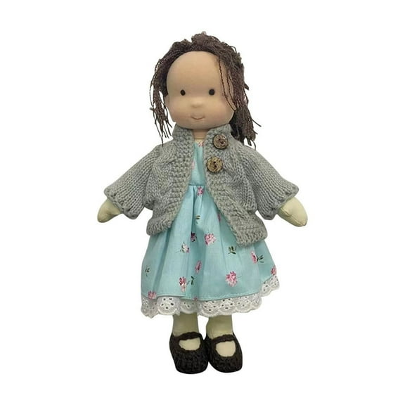 Handcrafted Plush Rag Doll with Knitted Outfit and Hat, Soft Fabric, Perfect Gift for Kids and Collectors, 12 Inches