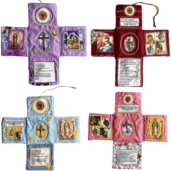 Handcrafted Pocket Devotional – Faith Edition, Christian Folding Pocket Shrine, Saint Images & Spanish Prayers | Handmade Christian Gift for Daily Devotion