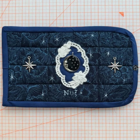Handcrafted Portable Pocket Altar, Intricate Embroidery Featuring Moon Star And Nox Design, Compact Discreet For Travel Daily Quiet Devotion And Spiritual Practice