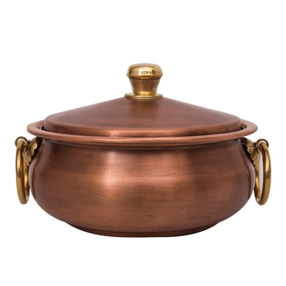 Handcrafted Pure Copper Cooking Pot, Copper Kitchen Cookware with Lid Purple Copper Soup Pot and Pan for Induction Cooker Camping Restaurant