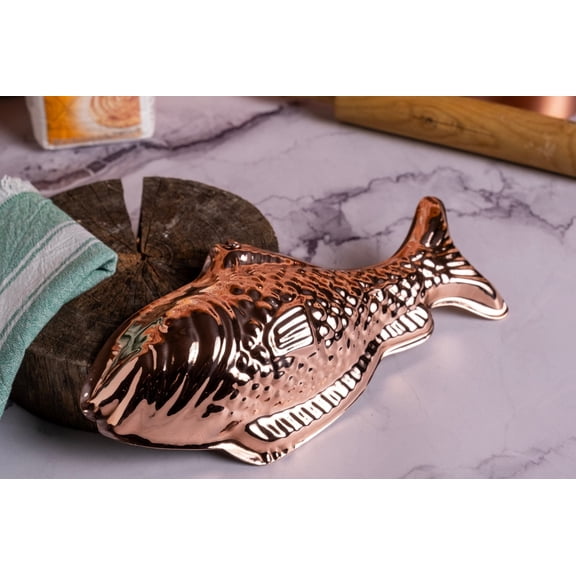 Handmade Copper Fish Cake Mold | Decorative Bakeware & Artistic Kitchen Décor | Handcrafted Solid Copper Mold for Baking, Wall Decor Display & Gift | Elegant Vintage Style Kitchen Art Piece