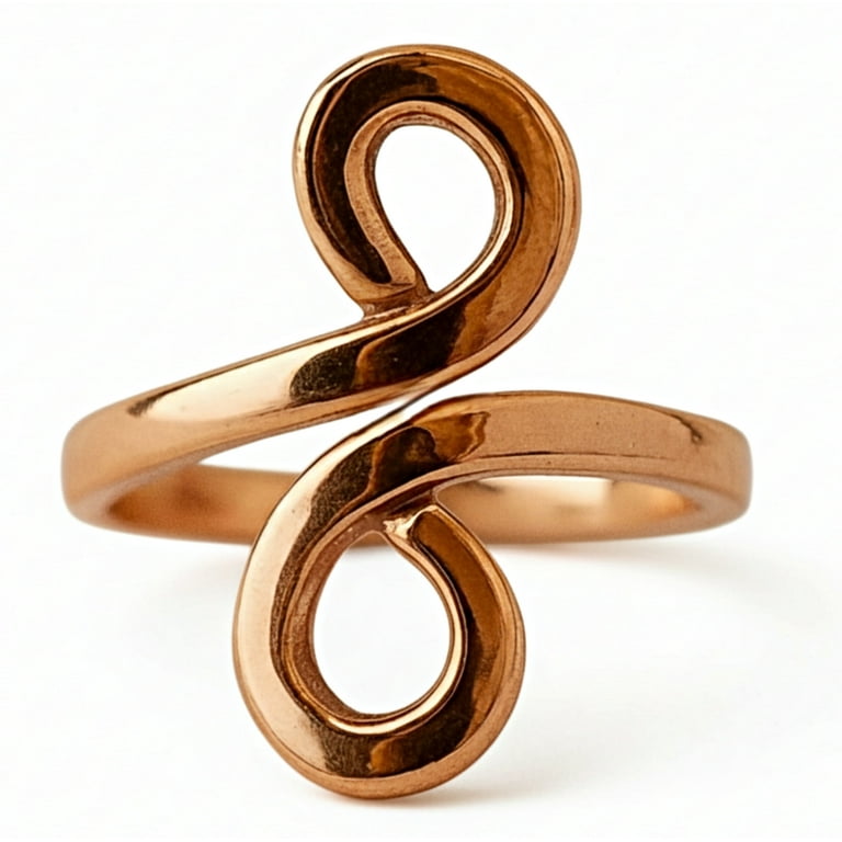 Handcrafted Pure Copper Swirl Ring, Minimalist Open-Knot Ring