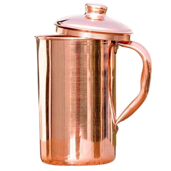 Handcrafted Pure Copper Water Jug with Lid  100% Pure indian Handmade