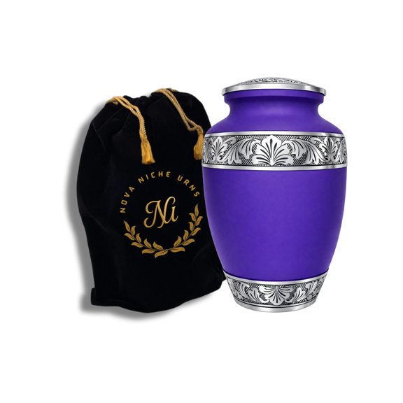 Handcrafted Purple Aluminum Cremation Urn – 6.5x6.5x10.5 Inches – Elegant Memorial Urn for Ashes