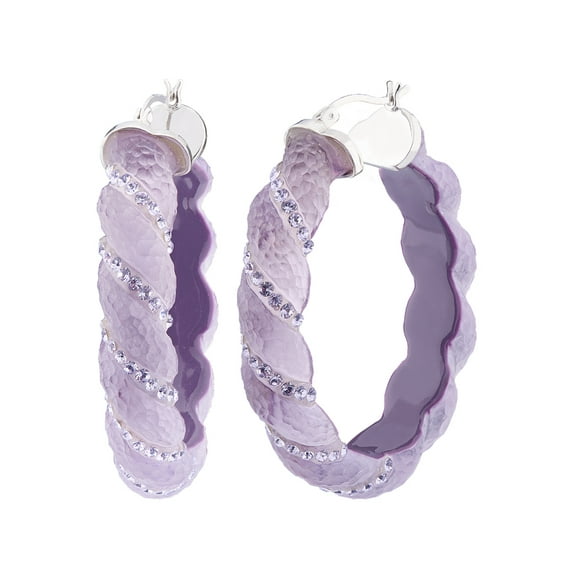 Handcrafted Purple Lucite 52mm Large Twisted Hoop Earrings
