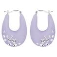 thumbnail image 1 of Handcrafted Purple Lucite Click-Top Hoop Earrings with Crystals, 1 of 2