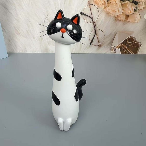 Handcrafted Quirky Cat Vase, Whimsical Cat Flower Vase, Funny Kitty Planter for Desk, Shelf, Boho Home Decor, Unique Gift for Cats Lovers A
