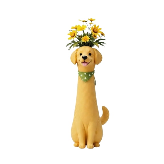 Handcrafted Quirky Dog Vase, 7 Inch Whimsical Dog Flower Vase for Decor, Funny Puppy Planter, Cute Animal-Shaped Vases Qrnaments, Desk, Shelf, Boho Home Deco for Dog Lovers