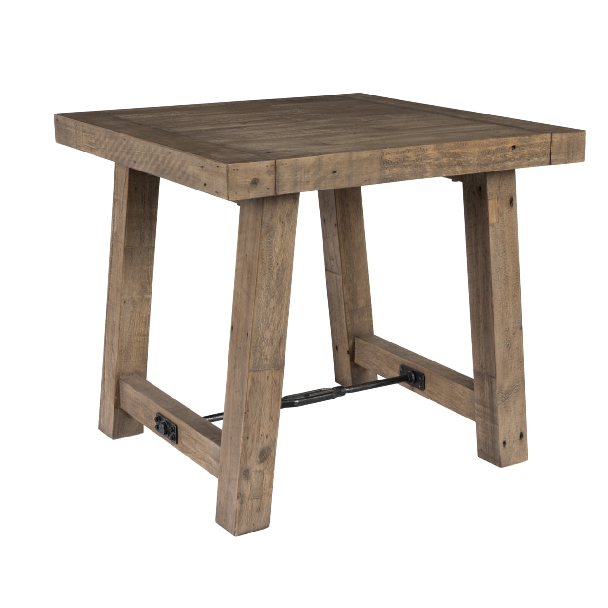 Tuscany Reclaimed Pine and Metal 26" Square End Table - Weathered Taupe
