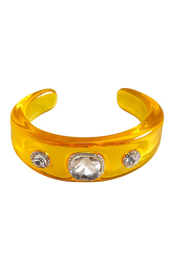 Handcrafted Resin Bangle with Rhinestones Accessory Open Adjustable Wristband Jewelry For Everyday Wear