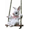thumbnail image 1 of Handcrafted Resin Easter Rabbit Swing Decoration – Mother Rabbit with Baby Rabbits Hanging Pendant, Indoor Home Garden Easter Ornament, 1 of 8