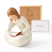 Reading Thinker Figurine - Book Lover Gift, Home Office Decor, Intellectual Sculpture for Women, Graduation, Birthday